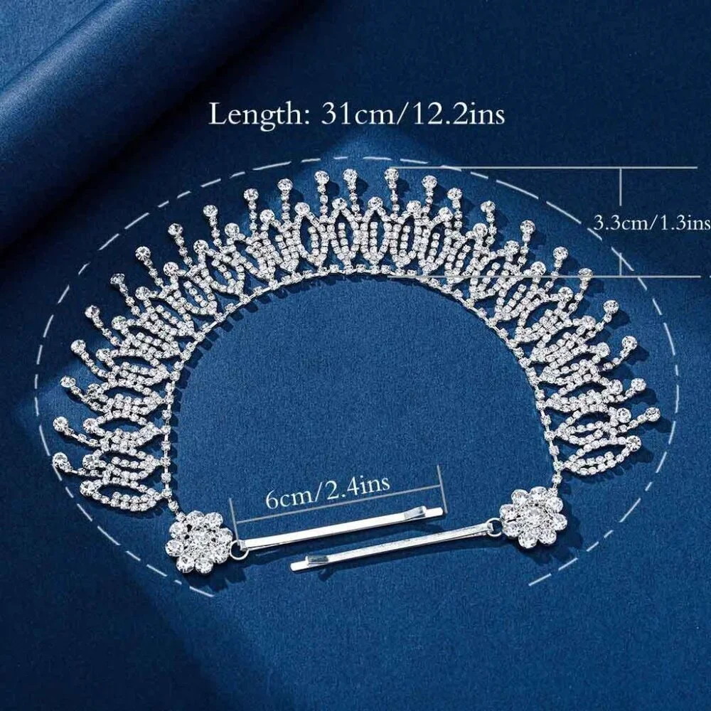 Rhinestone Head Chain Silver Boho Jewelry Wedding Bridal Hair Accessory - Picture 6 of 7